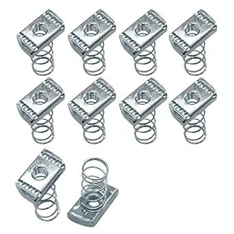 3/8-16 Strut Channel Nuts, 10 Pack Thickened Standard Spring Nut with Zinc Plated Use On Unistruts