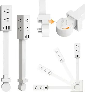 Electrical Outlet Extender Stick with 6 Outlets & 2 USB-A+1 USB-C Ports USB-A & USB-C Ports, 360 Rotating Wall Socket Expander for Couches Nightstands Desks Hard-to-Reach Areas (A #)