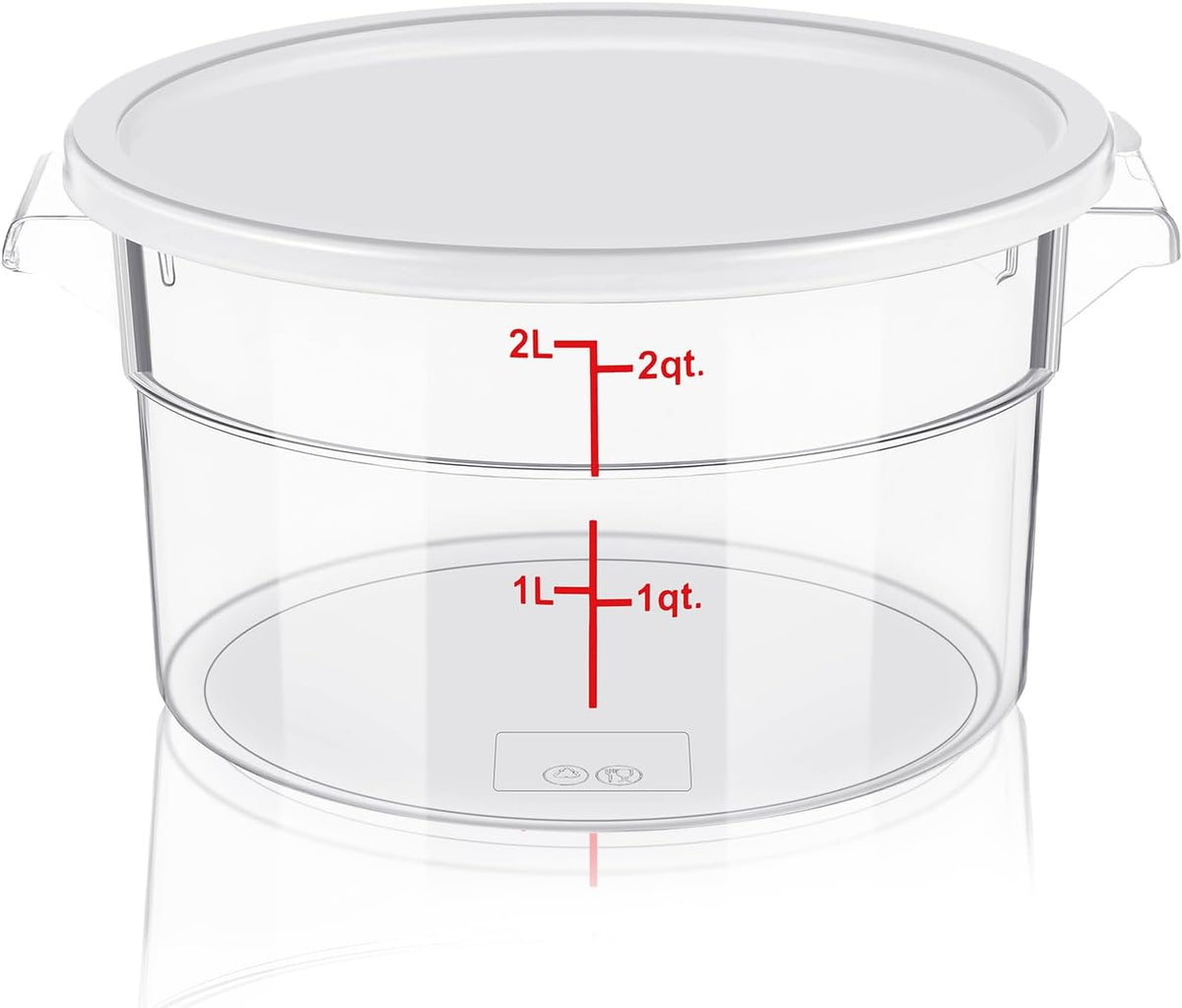 Ziliny 1 Pcs 2 Qt Dough Proofing Container with Lid and Red Scale, White