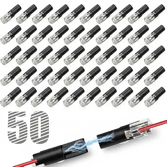 1-Pin Single Wire Plug-in Connectors, 16-18 AWG, Black, 50-Pack