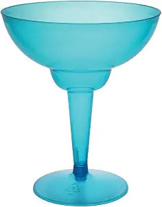Party Essentials Two-Piece Disposable Plastic 12-Ounce Margarita Glasses/Cocktail Cups, Neon Blue, 20-Count