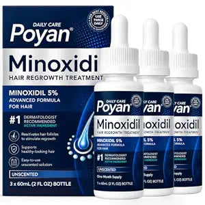 Minoxidil for Men and Women Hair Growth: 5% Minoxidil Serum Hair Regrowth Treatment with Biotin for Stronger Roots & Thicker, Fuller Hair (6 FL OZ, 3pcs)