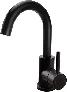 Bar Sink Faucet, Hoanmpy 304 Stainless Steel Bathroom Kitchen Faucet Pre Wet Small Mini Kitchen Bath Utility Marine Faucet Single Hole Farmhouse Vanity (Matte Black)