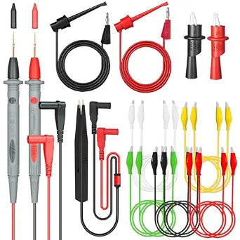 Electrical Multimeter Test Leads Set with Alligator Clips Crocodile Alligator Clips Electrical Test Hook Test Probes Lead Professional Kit for Electric Circuit Connection, DIY School Experiments