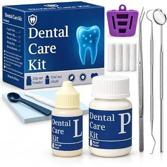 Dental Tooth Repair Kit with Zinc Oxide Eugenol Dental Cement, Temporary Filling Chips for Chipped Teeth, Loose Crowns, Cavities & Minor Tooth Repairs, Temporary Teeth Fix