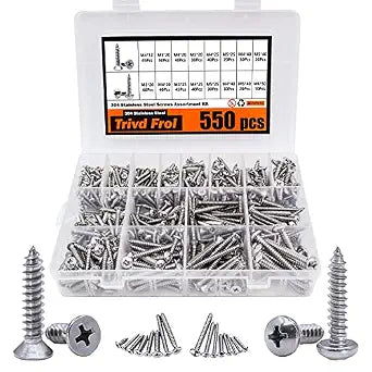 Trivd Frol 550PCS Self Tapping Screws Assortment Set 304 Stainless Steel