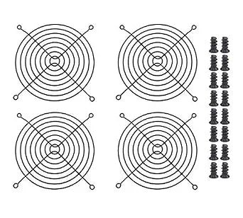 Easycargo 4pcs 140mm Fan Grill Guard Black with Screws