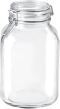 Bormioli Rocco Fido Canning Jar with Airtight Rubber Gasket, 101.5 oz - Glass Storage Jar for Fermentation, Dry Food, Sauces, Pickling - Italian-Made Kitchen Canister with Lid Options