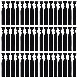 79STYLE Fabric Hair Ties - No Damage Black Ribbon Flat Hair Bands, Knotted Soft Ponytail Holders for Women, Yoga Hair Scrunchies (Black)