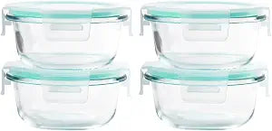 Mini Borosilicate Glass Containers, Oven Safe, 6.8 oz, Set of 4