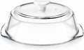 Glass Microwave Splatter Cover with Ceramic Handle & Screw, Dishwasher Safe