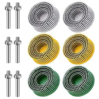 2 Inch Bristle Disc Grit 50/80/120 with 1/4" Shank Attachment, 6 Pack
