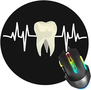 Tooth Mouse Pad, Heartbeat Dentist Dental Mouse Pads for Desk, Stitched Edge Mousepad with Non-Slip Rubber Base, Gaming Mouse Mat for Computer Laptop Home Office
