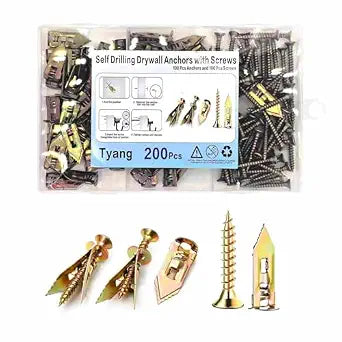 Drywall Self Drilling Anchors with Screws Kit, 200 PCS