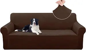U-NICE HOME Velvet Sofa Covers Stretch Couch Covers Large, Chocolate
