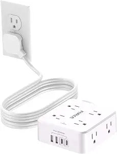 10Ft Extension Cord with Multiple Outlets, 8 Outlets and 4 USB Ports