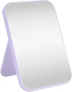 8 Inch Desktop Makeup Mirror, Foldable Portable Princess Mirror with Stand,Table Desk Standing Cosmetic Mirror Wall Hanging Dual-Purpose Square Mirror Purple