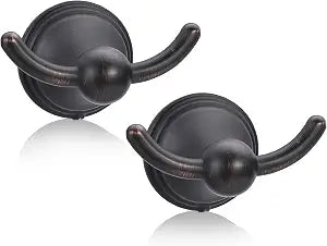 FILTA Bathroom Towel Hooks, Oil Rubbed Bronze Robe & Towel Hooks for Wall Mounted, Traditional Towel and Robe Hooks for Hanging Towels, Bath Towel Holder for Shower(2 Pack)