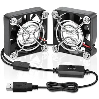40mm USB Fan 2pcs, 5V Mini Cooling Brushless Fan with Speed Control