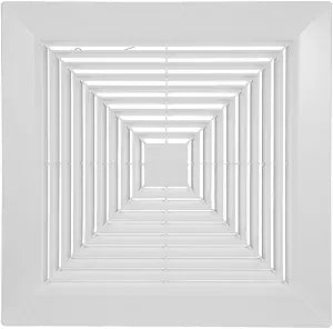 VOSAREA Bathroom Exhaust Fan Cover Replacement - White Square Ceiling Vent Cover with Springs - 14x14 Inch Bathroom Ventilation Fan Grill