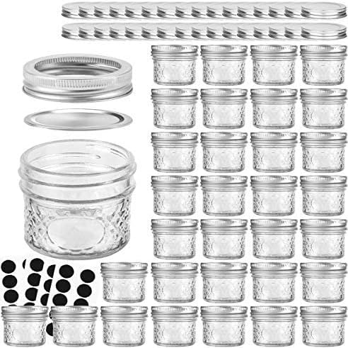VERONES 32 PACK Mason Jars, 4 OZ Jelly Jars With Regular Lids and Bands