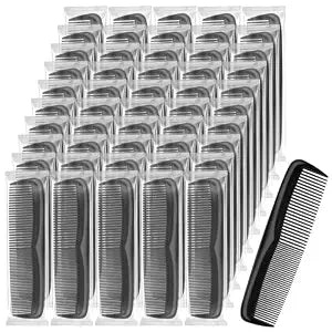NICEMOVIC Pocket Combs Bulk for Men 50 Pack, Homeless Supplies Bulk, Individually Wrapped Beard Barber Mini Comb for Travel Hotel Shelter Donation Operation Bulk Christmas Child Item Gifts (Black)