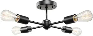 Globe Electric 66008 Vane 4-Light Flush Mount Ceiling Light, Matte Black