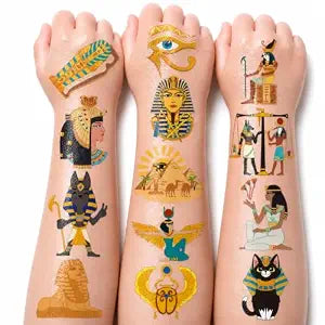 96 PCS Happy Ancient Egypt Pre-Cut Temporary Tattoos for Kids