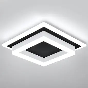 EIDISUNY 32W Modern LED Ceiling Light, Small Flush Mount Light Fixture, 6000K Cold White Ceiling Lamp, Square Hallway Lighting Fixtures for Living Room Bedroom Bathroom Kitchen (Black, Cold White)