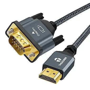 Thsucords HDMI to VGA Cable 5FT, Gold Plated Braided HDMI to VGA Cable (Male to Male) Compatible for Computer, Desktop, Laptop, PC, Monitor, Projector