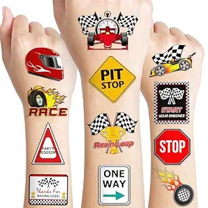 96 PCS Race Car Pre-Cut Temporary Tattoos for Kids