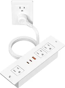 45W USB C Recessed Power Strip for Furniture Desktop Flush Mount 6FT