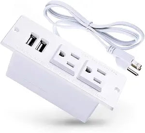Conference Recessed Power Strip Socket with USB Ports,Table Power Strip,Desktop Charging Station with 2-Outlets and 2 USB Ports