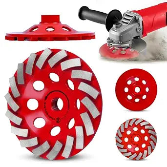 Diamond Grinding Wheel 4 1/2 inch for Angle Grinder, Concrete Grinding Wheel 18 Segments, Cup Grinding Wheel, Turbo Row Diamond Cup Wheel for Grinding Concrete, Cement, Masonry - Medium Bond