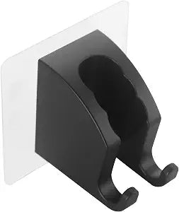 JONKEAN Black Handheld Shower Head Holder with 2 Hanger Hooks Strong Adhesive Shower Head Holder Adjustable Shower Wand Holder Wall Mount, Bathroom Waterproof Shower Handle Holder No Drill Need