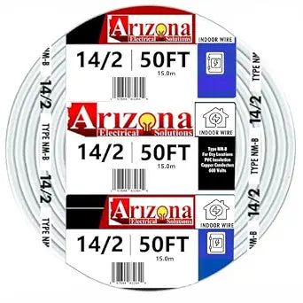 50 Feet 14/2 Type NM-B Copper. #14 AWG, 2 Conductors with Ground. Insulated Jacket White
