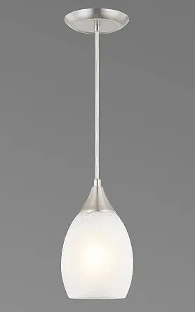 Glassland Pendant Light Fixture in Brushed Nickel with Frosted Glass Shade