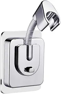 Shower Head Holder Wall Mount, 360 Adjustable Handheld, No-Drill Strong Adhesive Wand Bracket, Waterproof, Fits Handles up to 0.83 in (2.1 cm), Bathroom Accessories, Chrome Finish