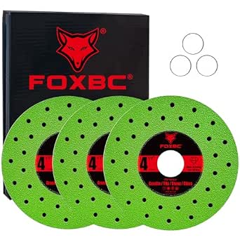 FOXBC 4-1/2 inch Tile Cutter Diamond Saw Blades for Angle Grinder, Multi-Purpose Cut-Off & Grinding Disc for Porcelain, Glass, Ceramic, Marble, Stone, 7/8" Arbor - 3 Pack