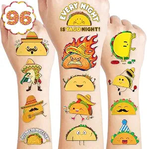 96 PCS Pre Cut Taco Bout Love & Taco Twosday Party Decorations Tattoos