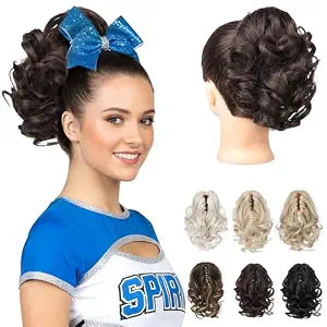 REECHO 9" Short Ponytail Extension, Classic Loose Curly Wavy Claw Clip Pony tails Hair Extensions HP001 Hairpieces for Women (Dark Brown)
