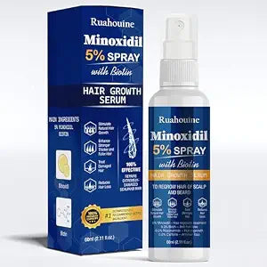 5% Minoxidil Hair Growth Spray Serum, Hair Regrowth Treatment for Men and Women, Strengthens and Thickens Hair for Fuller, Longer Results, Beard and Facial Hair Enhancer