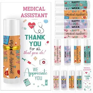 12 Set MA Week Gift Bulk Thank You Lip Balm with Cards