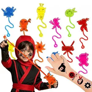 48PCS Ninja Party Favors for Kids - 24 Temporary Tattoos & 24 Stick Hands