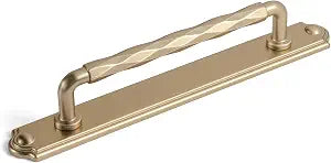 Goo-Ki 5 Inch(128mm) Champagne Bronze Cabinet Pull Handles with Ribbed Edge Backplate, 2 Packed Zinc Alloy Hardware for Kitchen Cabinets, Drawers, Dressers & Furniture