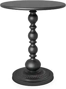 Metal Small End Table,Round Side Table for Living Room,Black,13.8" Lx20.5H