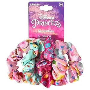 LUV HER Disney Princess Cute Scrunchies for Girls of All Ages - 4 Large Hair Scrunchies - 4 Printed Scrunchies with Your Favorite Characters - Hair Accessories for girls 3+