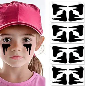 Eye Black Temporary Tattoos, 12-Sheet Sport Face Tattoo Stickers for Men Women Kids - Perfect for Football, Rugby, Baseball Sports (Medium-2)