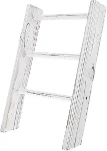 Cabilock Mini Towel Ladder, White Farmhouse Tea Towel Holder for Bathroom Counter, Kitchen Decor, Wooden Display Stand for Washcloths and Small Linens