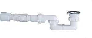 Bath Shower Drain Low Profile p Trap 1 1/2" Bath Flat Trap Kit for Acrylic bathtubs(Waste, Plastic Flexible Pipe + Trap)